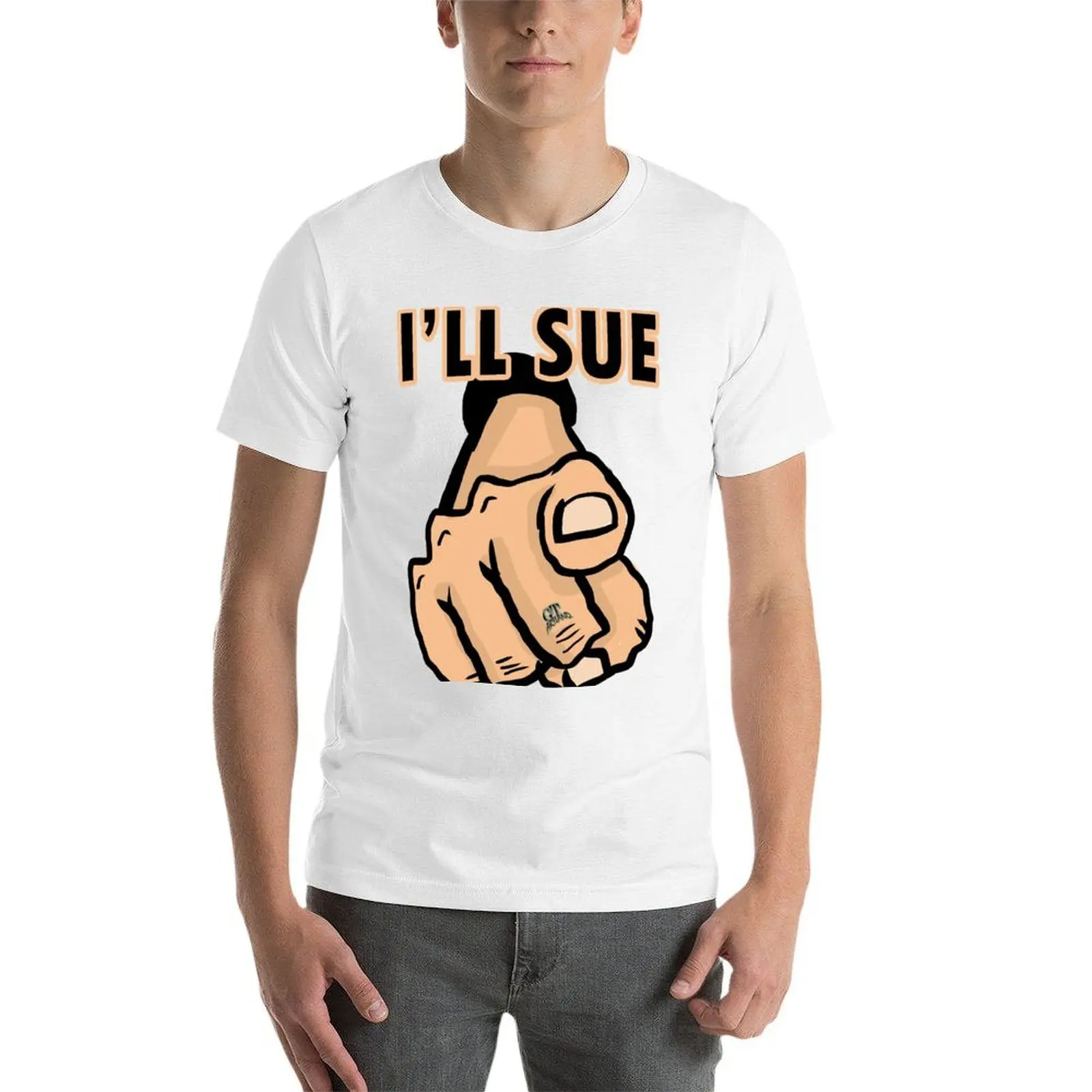 I'll Sue You المحامي المدنية دعوى حالة إصبع إشارة اللوم لعبة بواسطة GT Artland تي شيرت تي شيرت رجل القطن تي شيرت