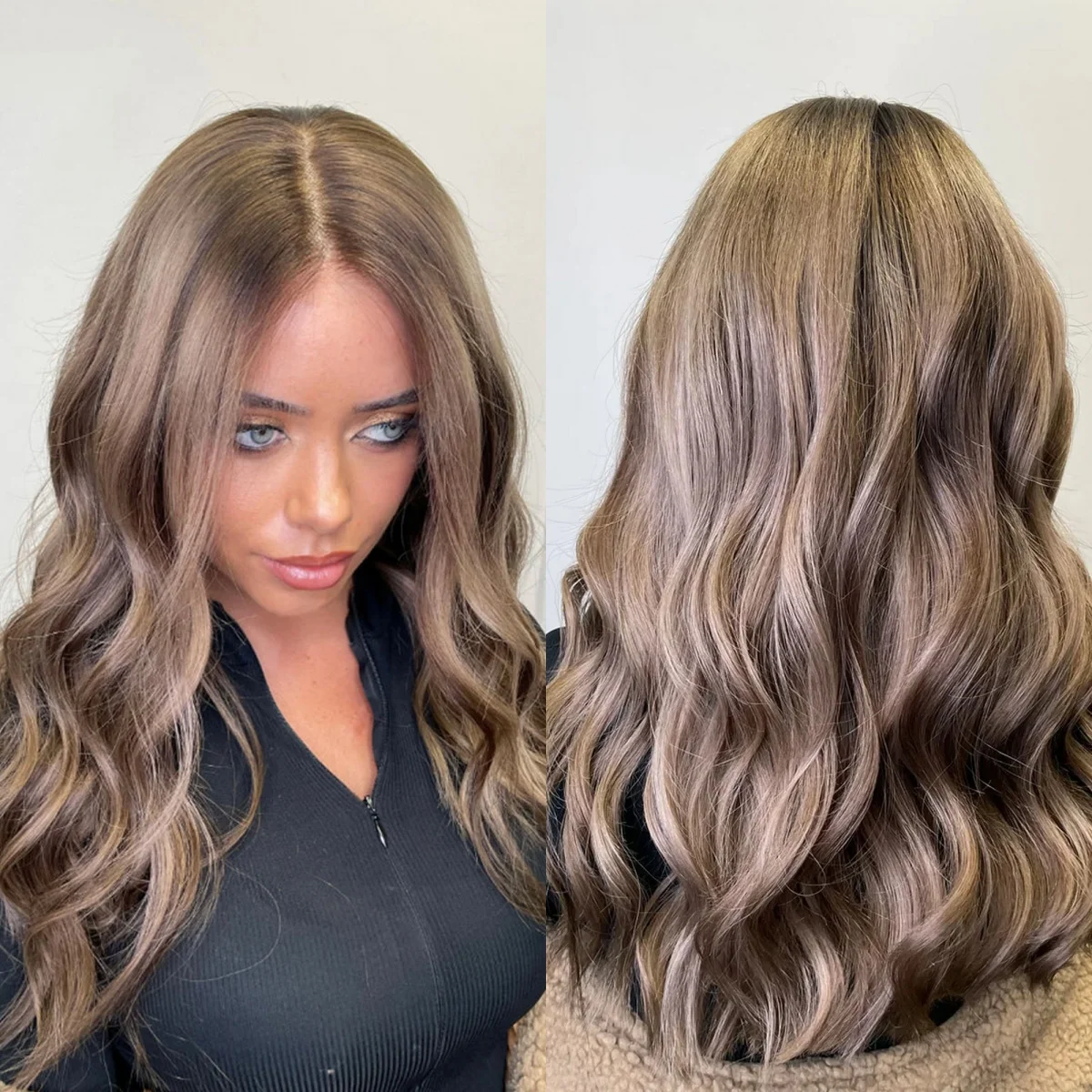 Easy To Wear Ombre Chocolate Brown Highlights Synthetic Lace Top Wigs Realistic Look Natural Hairline High Quality Brunette Wigs
