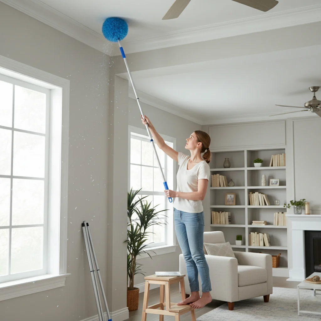 Ceiling Fan Cleaning Duster Telescopic Feather Duster Long Handle Dusting Tool for Home Office High Reach Cleaning Brush