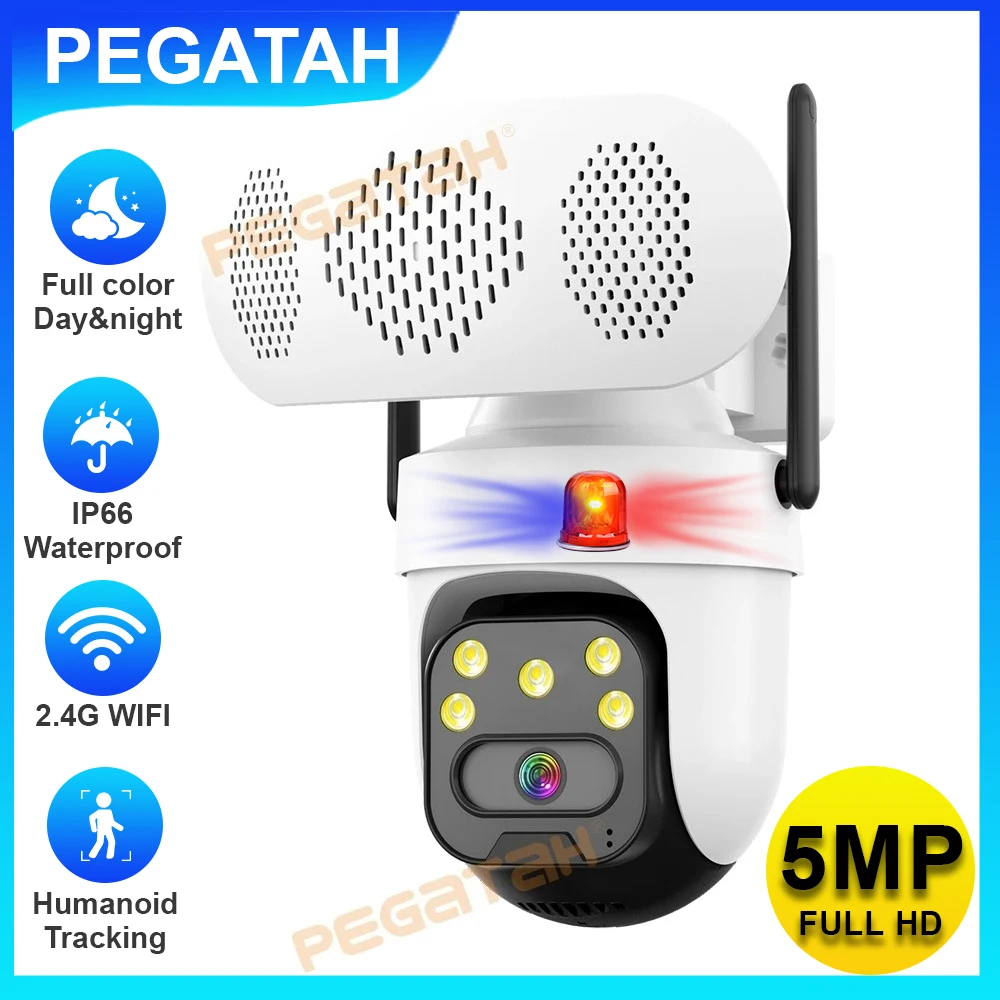 

5MP IP Camera with Music Player Outdoor WiFi Security Cameras Night Vision Human Auto Speaker Motion Trail Cam