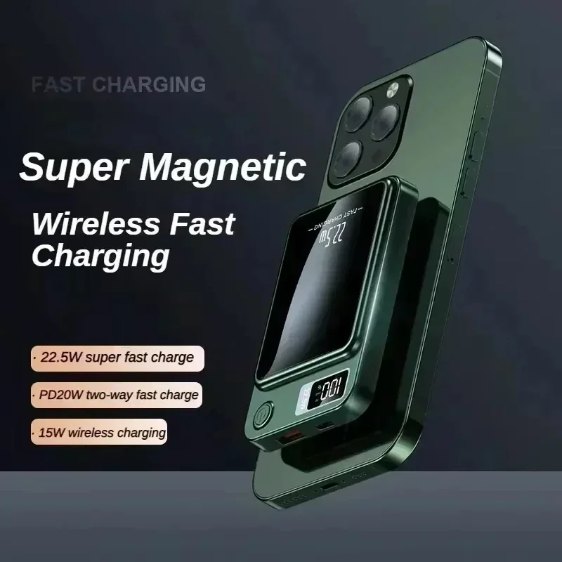 100000 mAh 22.5W 무선 자기 보조베터리 화웨이 삼성 아이폰에 대한 빠른 충전 휴대용 외부 배터리 보조베터리 어댑터 썸네일 5