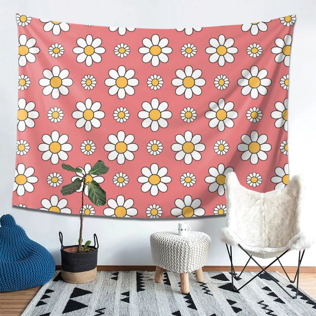

Daisy, Daisy, Daisy Tapestry Decoration Art Aesthetic Tapestries for Living Room Bedroom Home Wall Cloth Wall Hanging