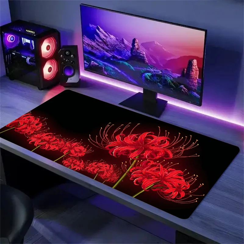 Accessories Long Mousepad Red Spider Lily Mouse Pad XXL Desktop Keyboard Table Pads Large Game Rubber Anti-slip DeskMat Computer