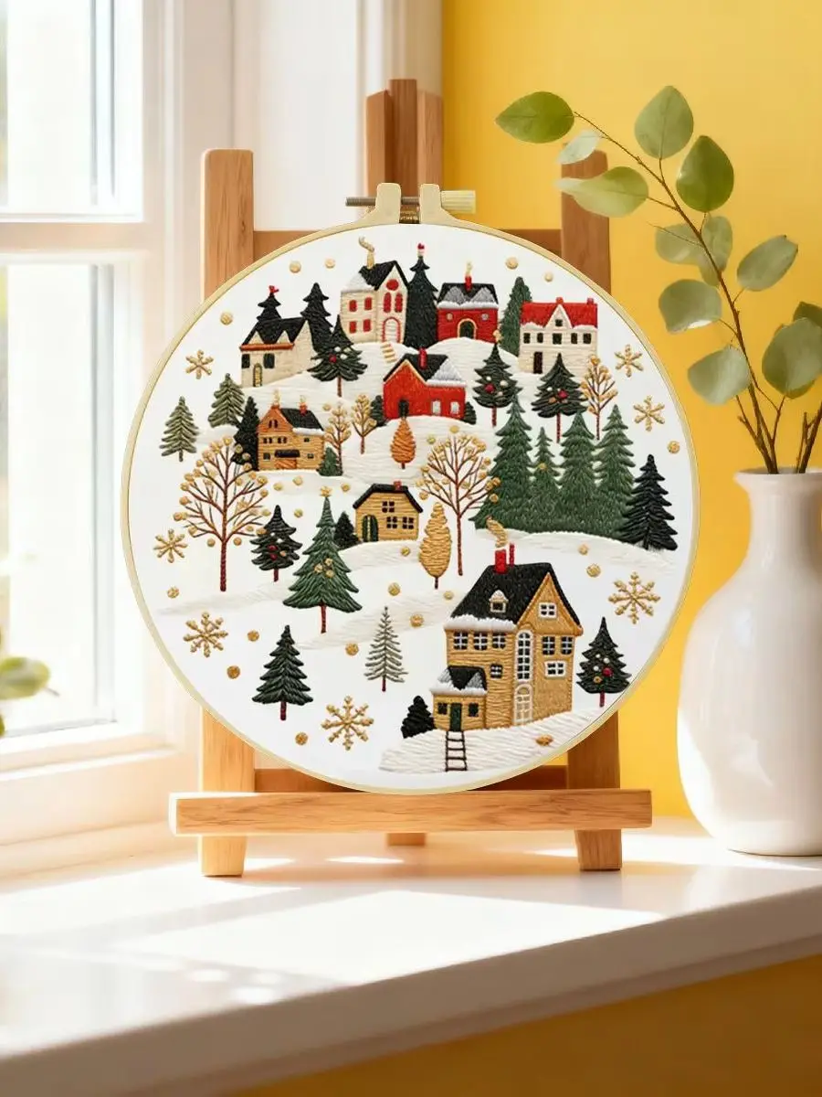 1 Stück 20X20CM/15X15CM 7,87/6,3 Zoll Berg-Stickerei-Starter-Kit DIY-Kit DIY-Stickerei-Set für Anfänger – Detail 6