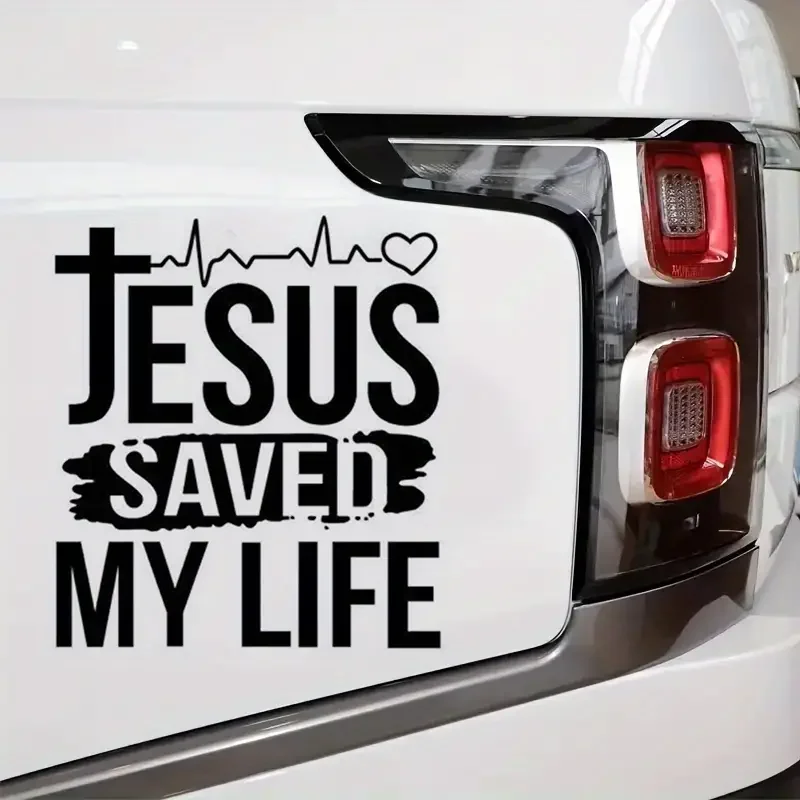 Jesus Saved My Life Heartbeat Love Car Stickers For Laptop Water Bottle Vehicle Paint Window Wall Cup Toolbox Guitar Scooter Dec