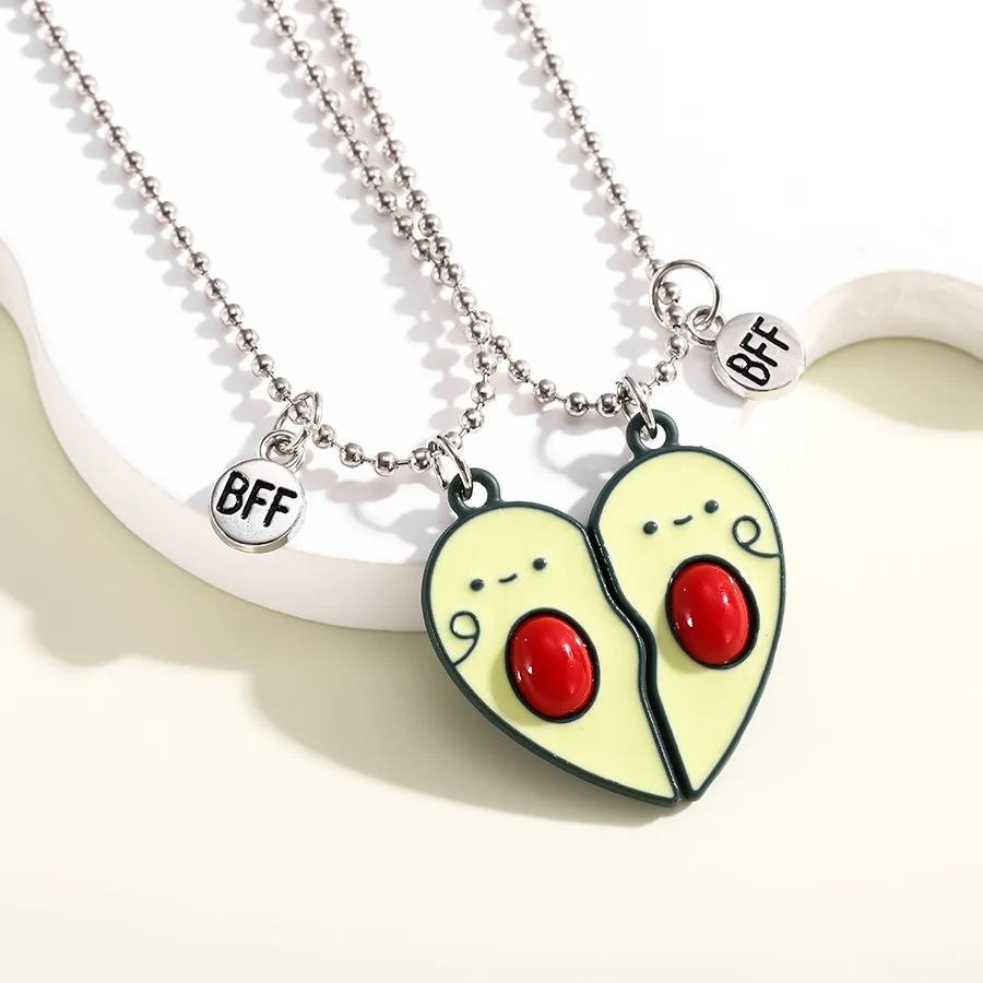 Heart Shaped Avocado Pendant Necklace Metal Green Collarbone Chain Set For Girls And Women Fashion y2k Party Collar Daily Decora