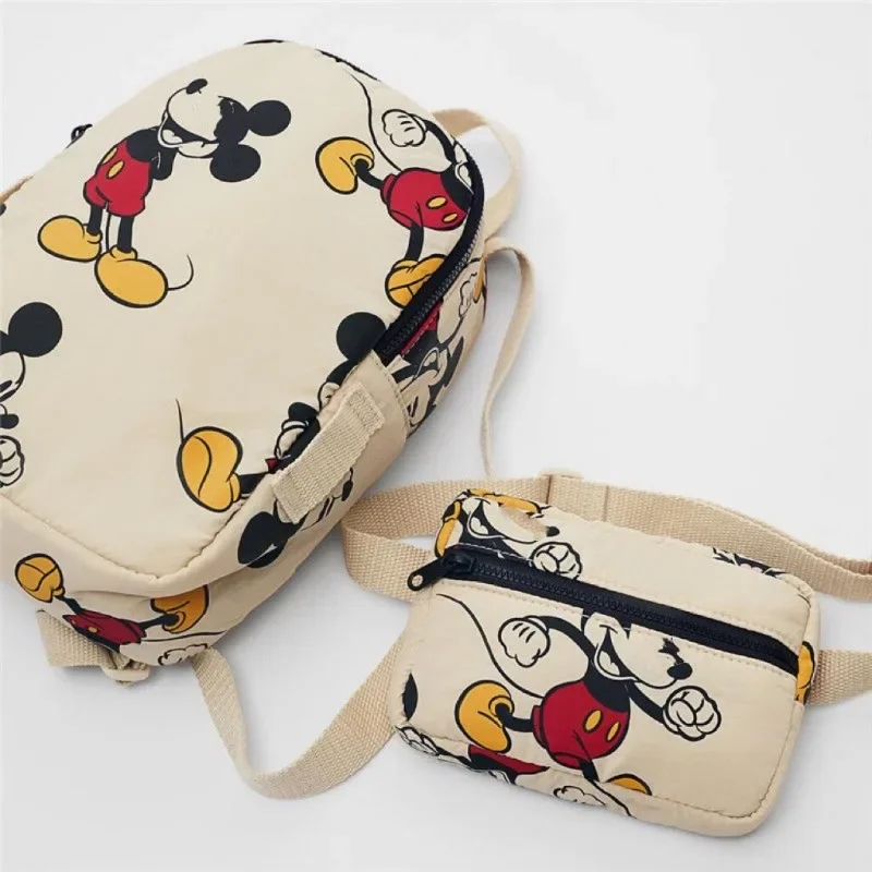 MINISO Disney модная сумка для начальной школы с Микки, мультяшный рюкзак, масштабируемая регулируемая двойная сумка на плечо, новый рождественский подарок