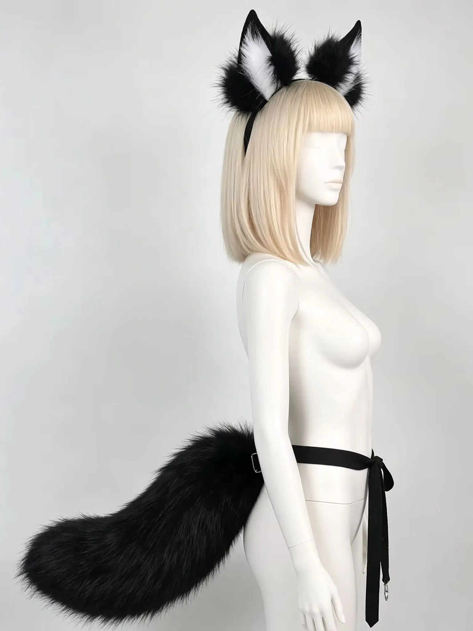 Soft Furry Plush Simulated Fox Ears Headband And Fluffy Tail Halloween Party Cosplay Dress Up Lovely Costume Matching Accessory