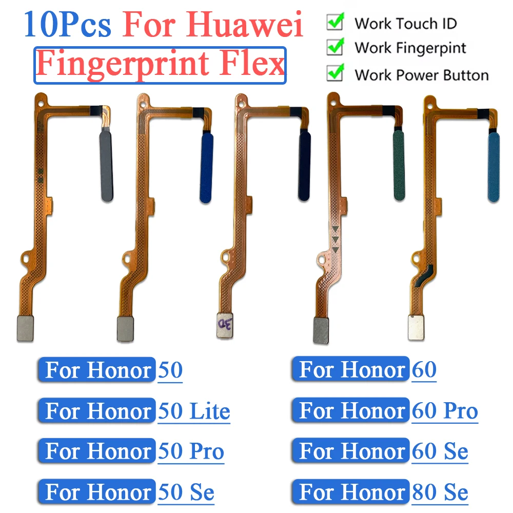 

10Pcs Fingerprint Sensor Flex Cable For Huawei Honor 50 Lite 60 Pro 80 Se Fingerprint Flex Key Switch Power On Off Volume Button