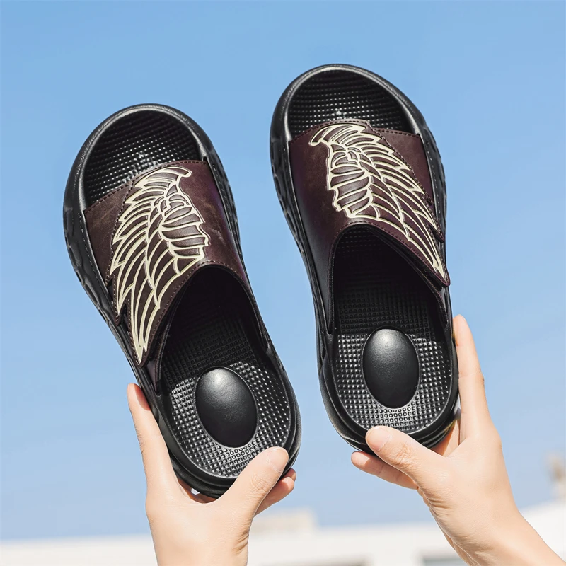 Sandals Men Casual Summer Brand Trendy Brand Men's Slippers New Summer Style Outer Wear One-row Slippers Men's Beach