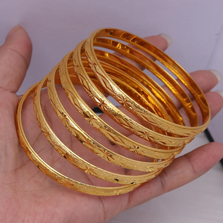 Goldlen Middle East 6 pieces/batch copper bracelets Dubai women\'s fashion jewelry Ethiopia bride wedding gift