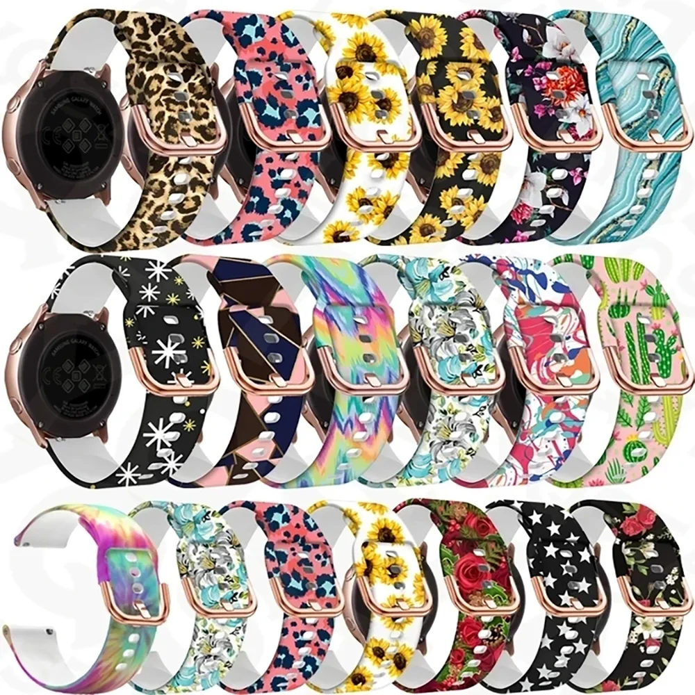 

20mm Print Silicone Strap For Garmin Venu SQ/Vivoactive 3 Watch Band Wristband Bracelet Venu2 Plus Watchband Replace Accessories