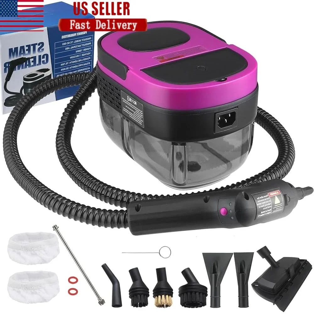 Portable Steam Cleaner 3-Level Adjustable Handle 15s Heat-Up Deep Cleaning Powerful Steamer with 10 Accessories Home and Kitchen