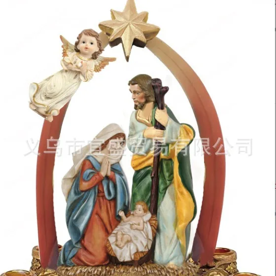 

Divine Birth Candle Holder Statue - Religious Decoration | Home Garden Ornament | Resin Craft