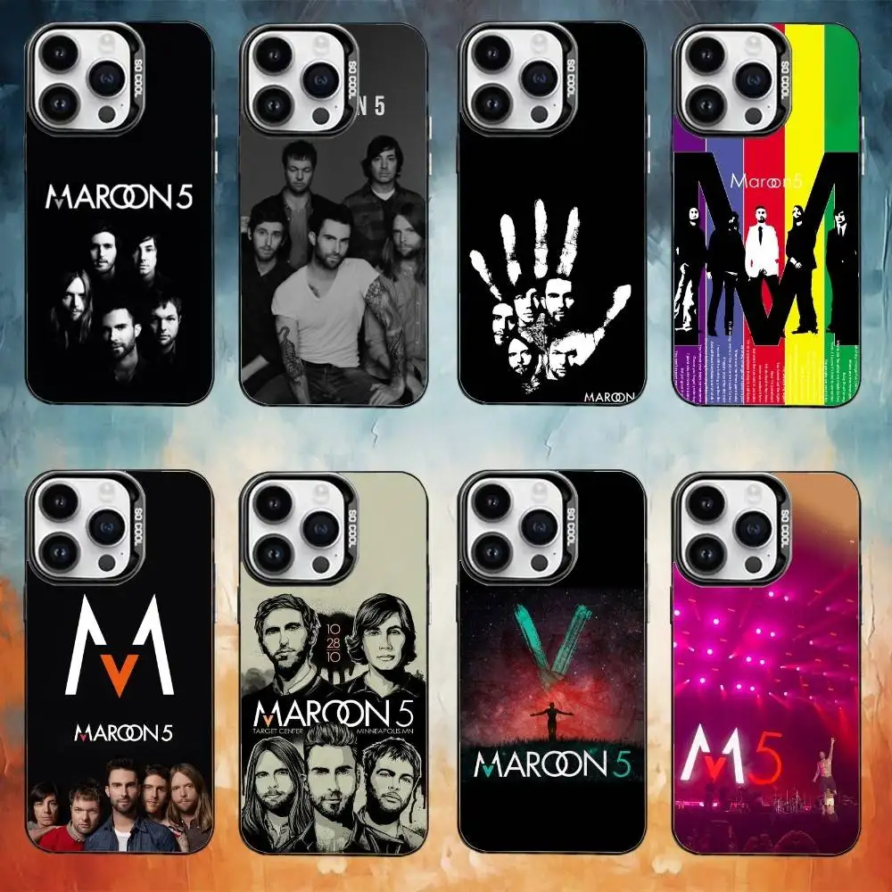 

Band M-Maroon 5 Phone Case For iPhone 17,16,15,14,13,12,11,Pro Max,Plus black Candy Silver Cover