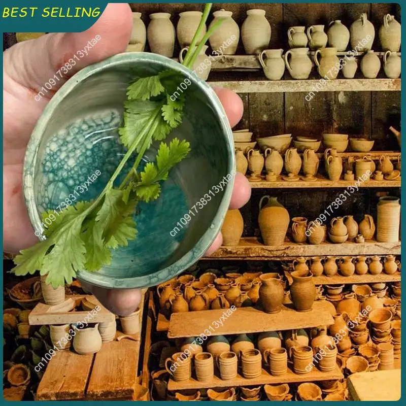 N09R-Multi-Function Pottery Herb Stripper And Peeling Bowl, Perfect For Kitchen Herb Preparations