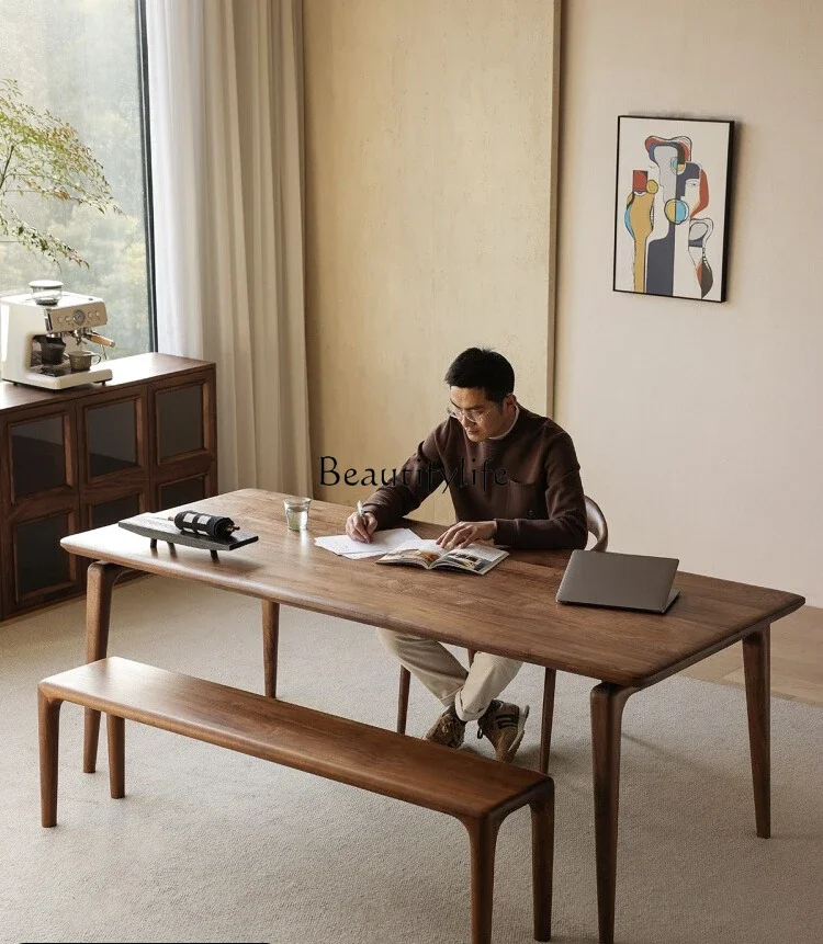 

FG10**North American black walnut all solid wood modern simple integrated dining table