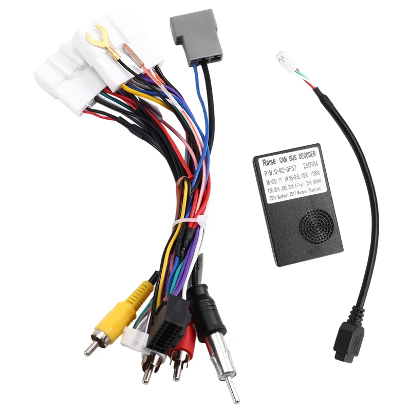 

Жгут проводов декодера Canbus Box с подъемом, 16-контактный разъем для Nissan X-Trail/Qashqai J10, J11 Juke, NP300, кабель питания Android