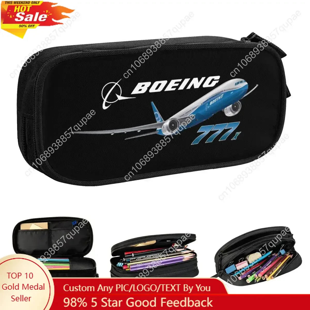 

Fun Boeing 777 Pencil Case Airplane Pencil Box Pen Holder for Student Big Capacity Bag Students School Gifts Stationery