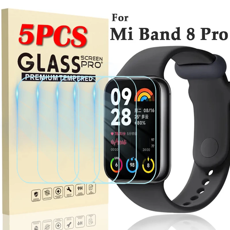 For Xiaomi Miband 8 Pro Tempered Glass Screen Protector Full Coverage Ultra Clear Smart Watch Protective Film for Mi Band 8 Pro