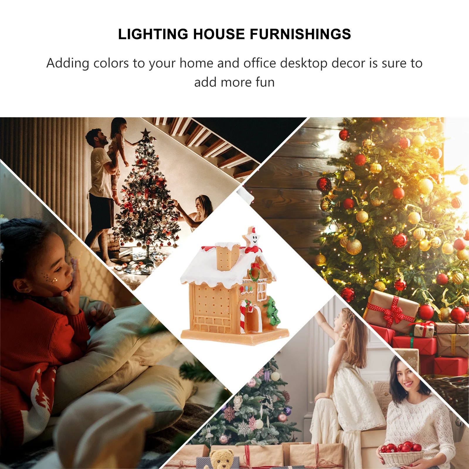 1 قطعة منزل صغير مضيئة الراتنج إضاءة زينة عيد الميلاد الفيلات الصغيرة الزينة لحفلة عيد الميلاد المشهد الصغير سطح المكتب #5