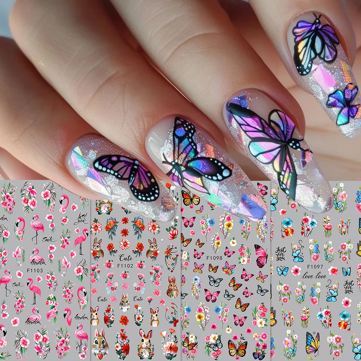 Frühlings- und Sommerblumen-Schmetterlings-Nagelsticker, einfach anzubringen für die Nageldekoration, zum Selbergestalten, als Geschenk, für Partys und zur Gestaltung von Make-up für Hochzeiten. – Detail 7
