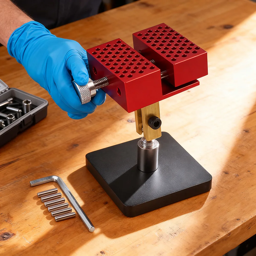 

Tabletop Vice Clamp, Peg Clamp Work Vise Tool, 360° Rotating Universal Work Holder for Jewelry Making Model Sculpture with 6 Pin