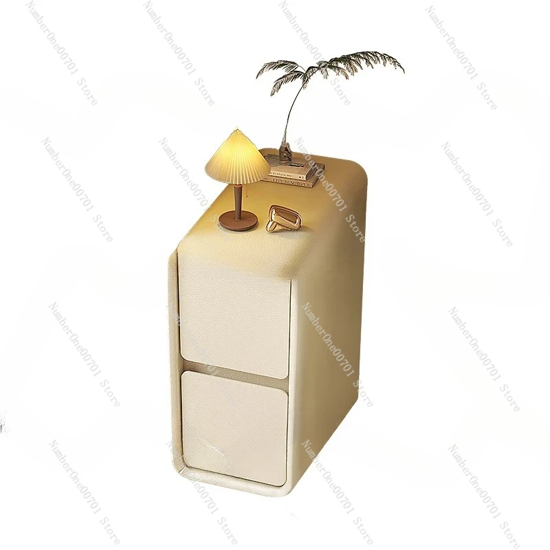 Cream Wind Bedside Table, Simple Bedroom Wall, Ultra-narrow Crevice Cabinet, Creative Mini Solid Wood Small Side, 25cm
