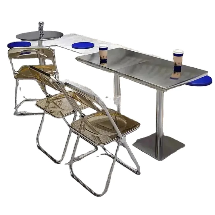 Modern Hotel Restaurant Roestvrij Staal Transparant Acryl Eetkamerstoelen Opvouwbare Koffiestoelen