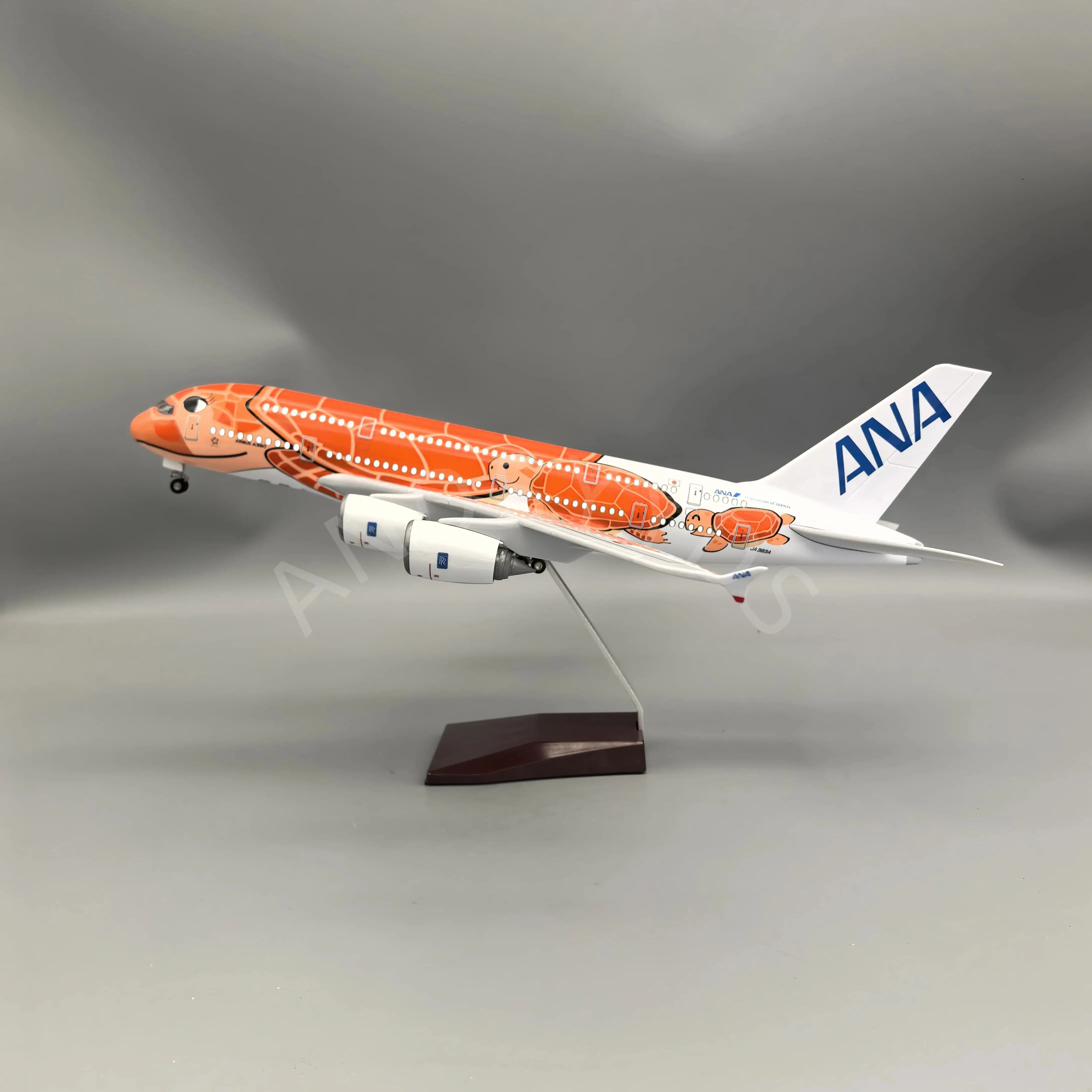 1/160 Scale Aircraft A380 Air Japan ANA Airlines Orange Sea Turtle