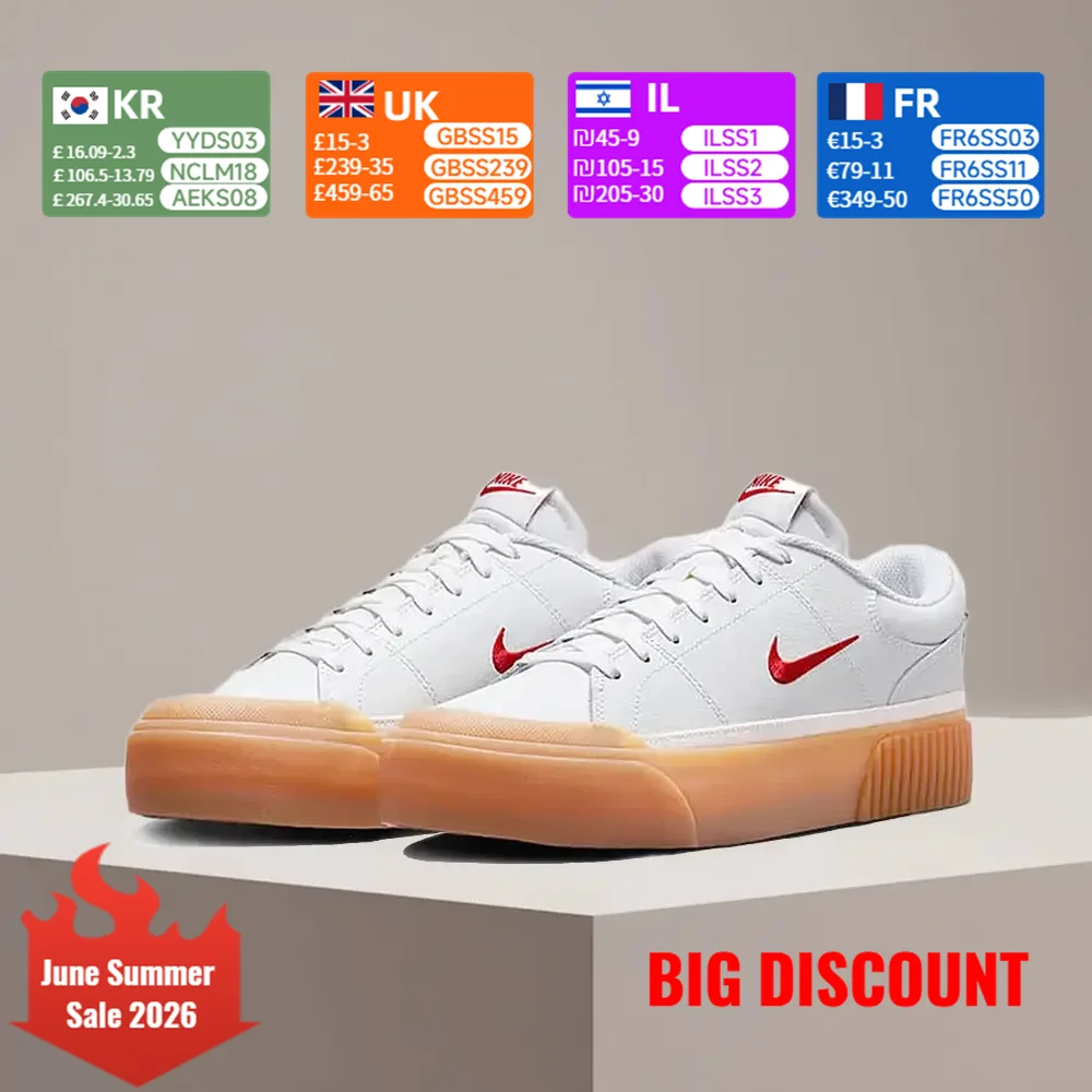 

Nike Court Legacy Lit Leather Comfort Slip-Resistant Cushioned Durable Low-Top Tennis Shoes FV5526-103