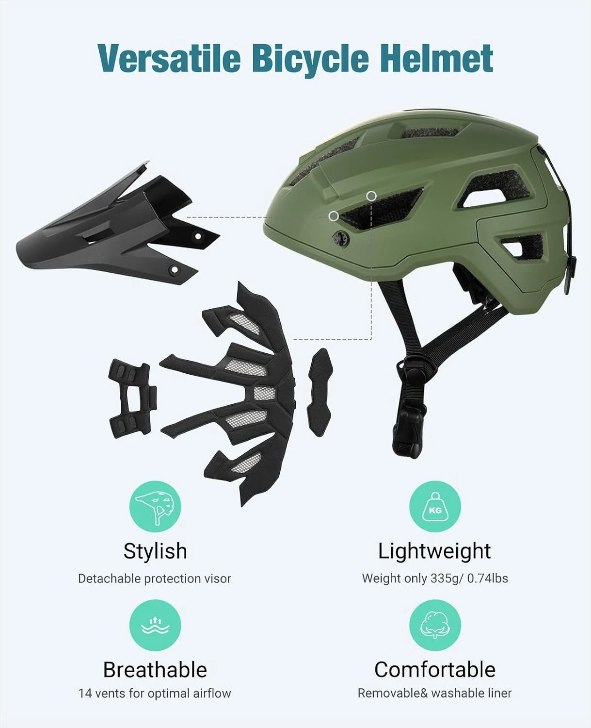 2026 New Upgrade Favoto Mountain Bike Helmet For Adult Commute & Off-Road Cycling With Visor | MTB Helmet For Men & Women With