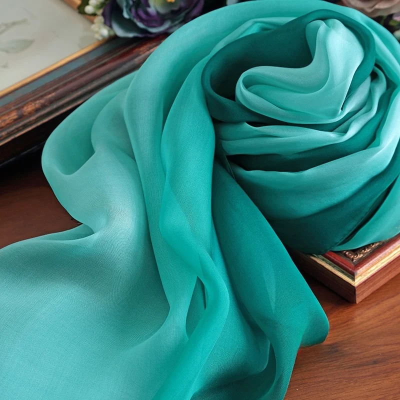 手描きグラデーションシルクスカーフ-ロング丈-レディース-春秋冬兼用-c-s26-デコレーションシルクシフォンラップ