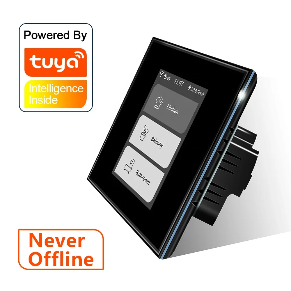 Smart Tuya Wall Switch 3 Gang Remote Control LCD Smart Light Switch Work with Tuya Smart Life Supports Alexa&Google Home&IFTTT