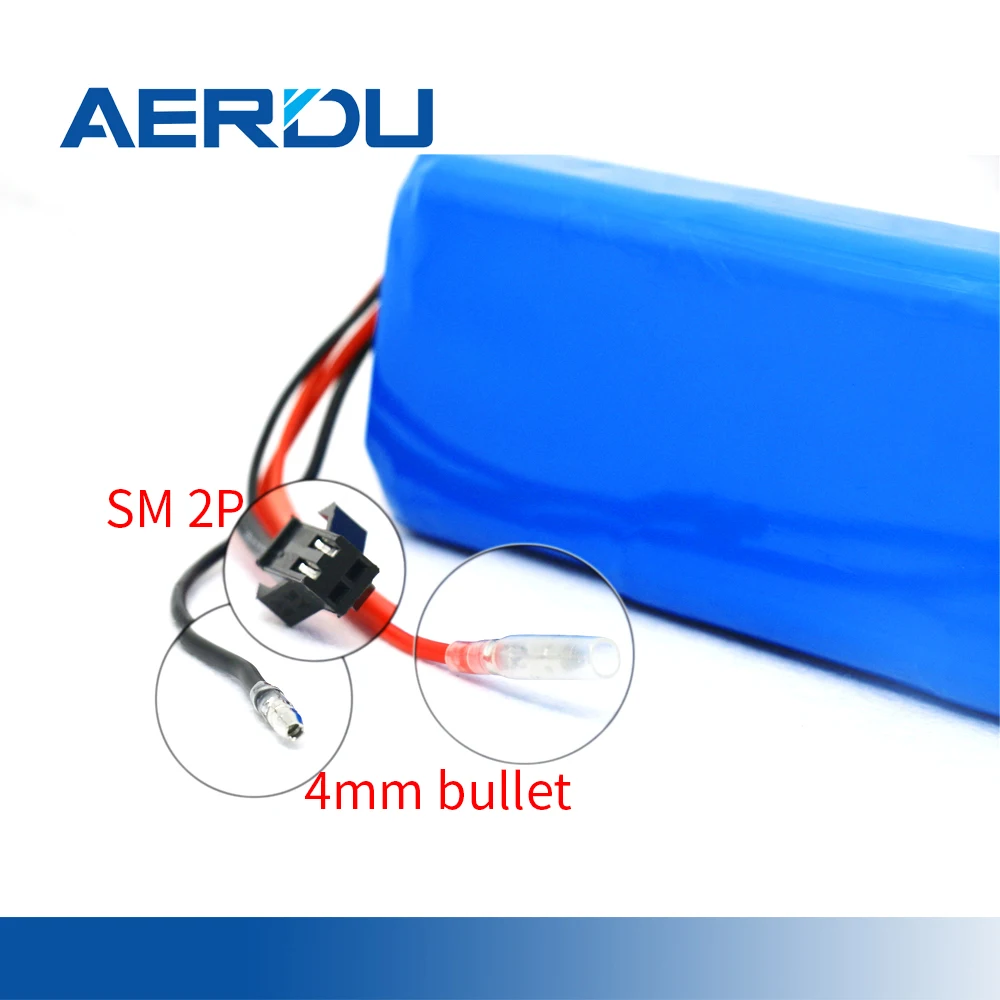 AERDU 36V 14AH 10S4P 37VHigh Power& Capacity 18650 Lithium Battery Pack with Bms For FIIDO D1 D2 Bicycle Motor Scooter +SM2P 4MM