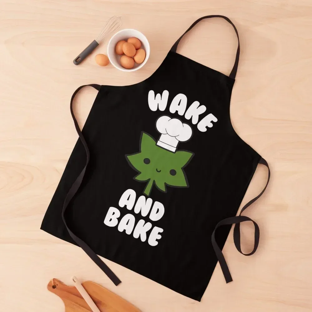 

Wake And Bake Funny Weed Pun Apron japanese woman Kitchen Supplies Idea Goods Apron