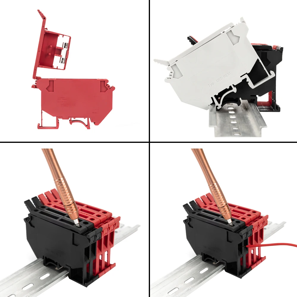 10 Teile/los Din-schiene Terminal Blöcke UK-5-HESI Schwarz Stecker Schraube Sicherung Terminal Block Stecker Schraube Sicherung Halter Leiter – Detail 3