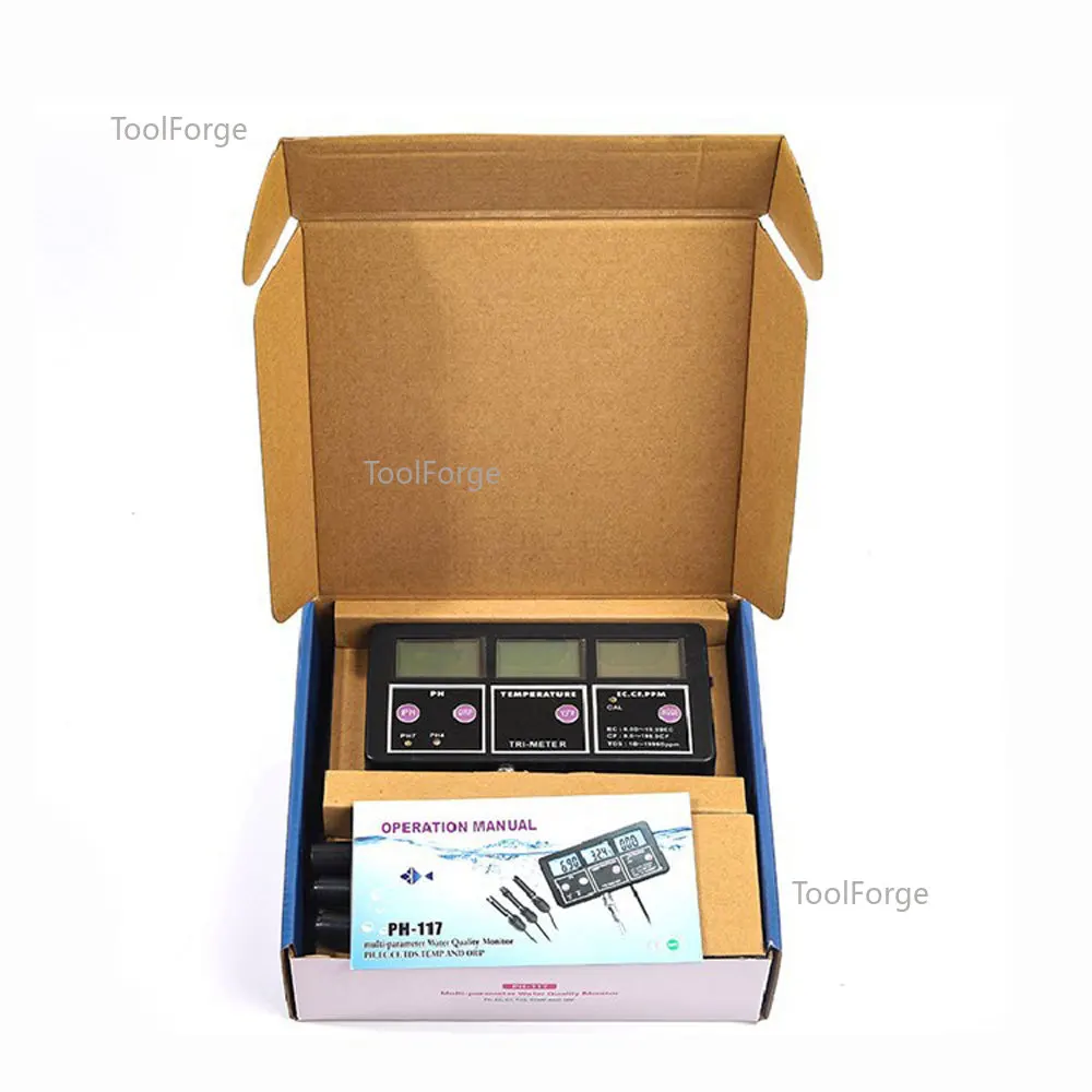 6 In 1 PH/ORP/TDS/EC/TEMP Meter PH-117 PH Meter Tester Multi-parameter Water Quality Monitor ATC Online Monitor