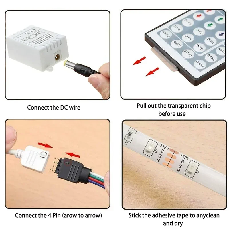 DC 12V LED Controller 44 Keys IR Remote Controller for RGB 3528 5050 SMD LED Strip Light 44key Single Dual Output LED Controller