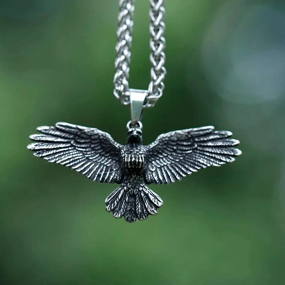 Novo masculino 316l aço inoxidável viking celta águia pássaro pingente colar escandinavo animal jóias presente