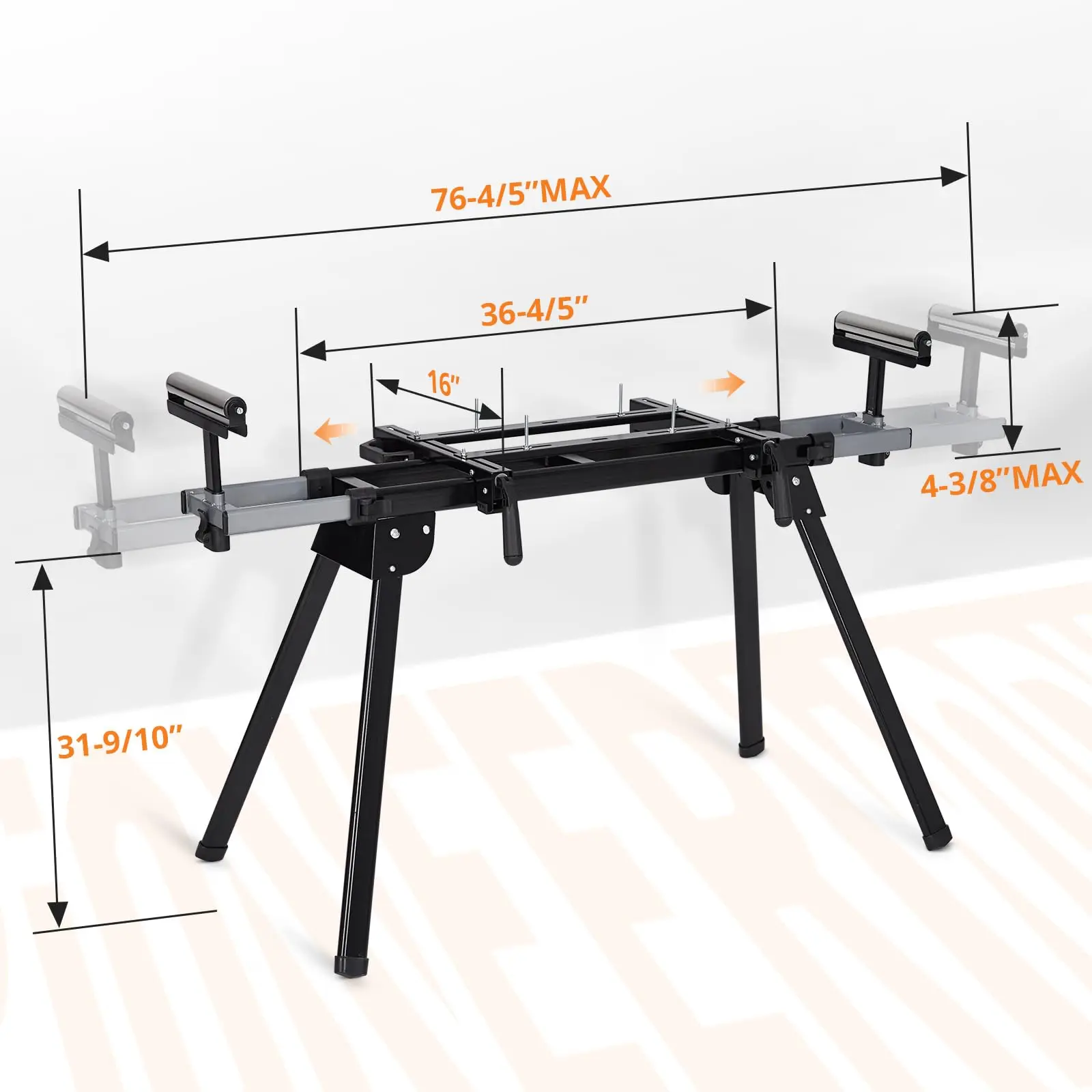 Miter Saw Stand,76-4/5'' Max Sliding Rail,440 LBS Load Capacity,Quick to Install and Remove, with Iron Frame,Compatible&Portable