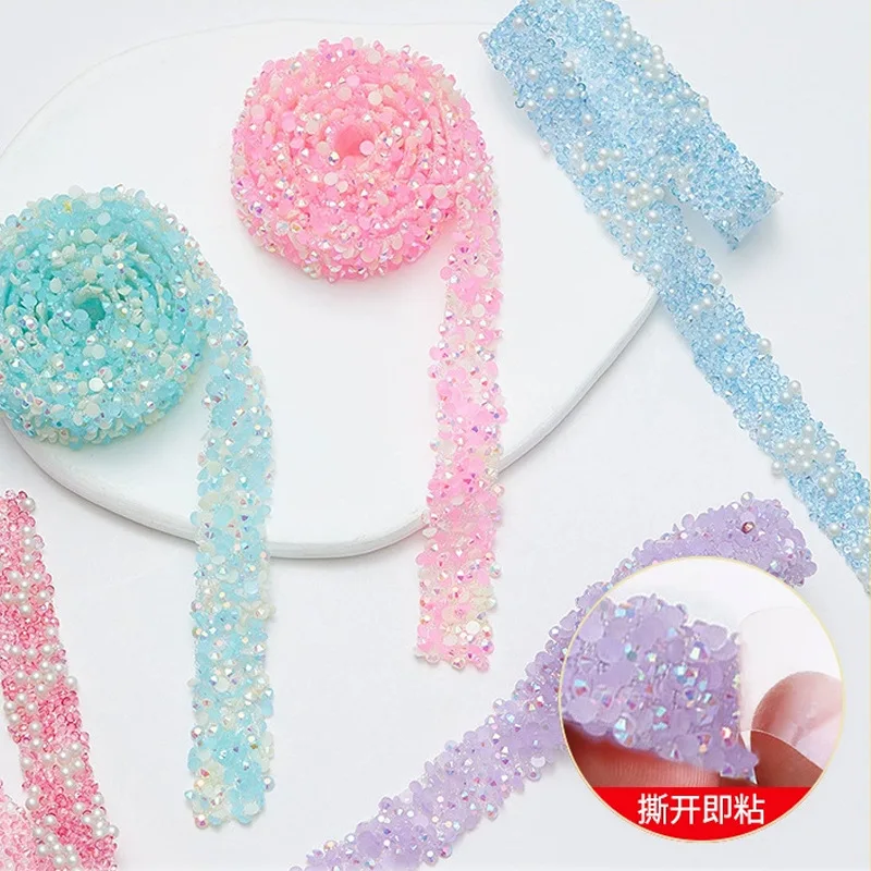 1Yard Self Adhesive Crystal Rhinestone Sticker Diamond Ribbon DIY Sticker Rhinestones Arts Crafts Car Phone Decoration