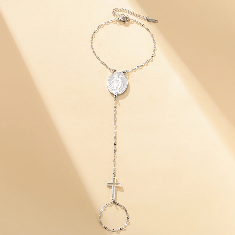 Dawapara Jungfrau Maria Handkette Kreuz Armband Religiöser christlicher Schmuck Weihnachtsgeschenk Edelstahl – Detail 11