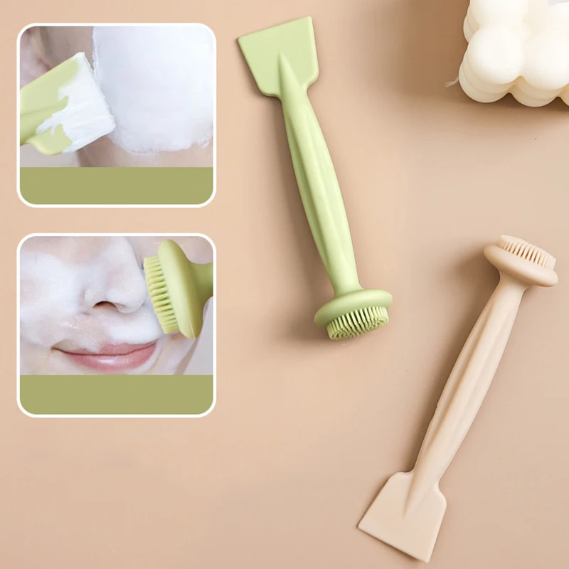 Double-Headed Silicone Mask Brush Face Washing Brush Mud Mask Special Scraper Applicator Facial Cleansing Brush Cleansing Tool