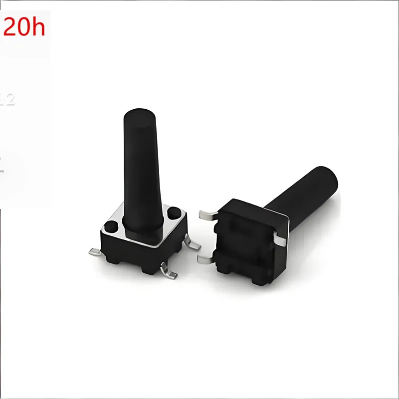 300pcs/Lot Black 6*6*20mm SMD 4pin Copper feet high temperature resistant Light touch switch tact switches