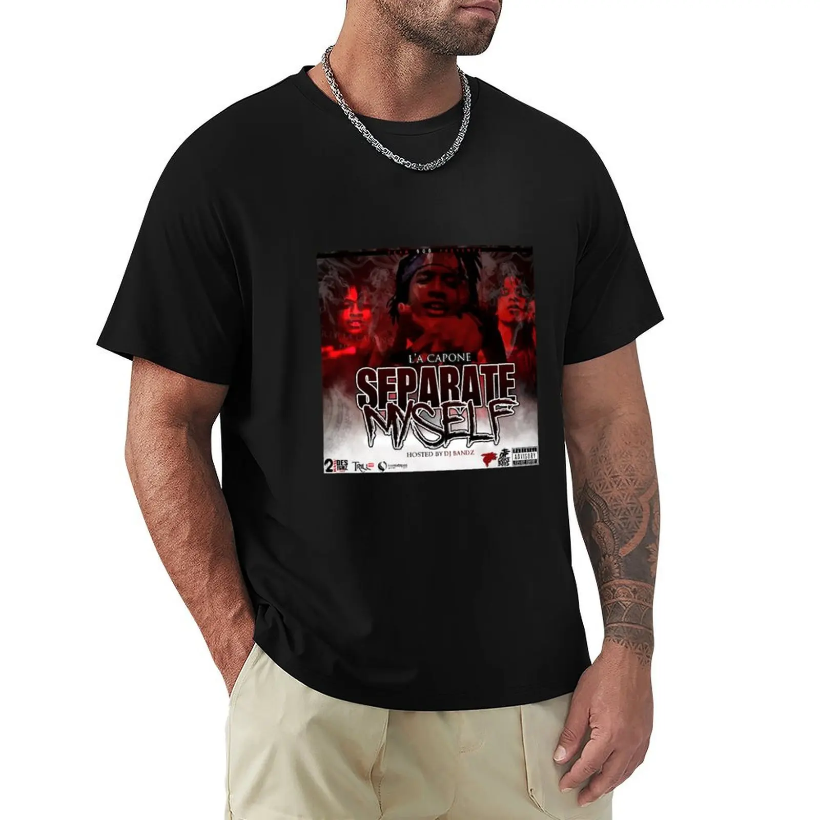 LA Capone Separate Myself Cover T-Shirt Large Size Basic Casual T-Shirt
