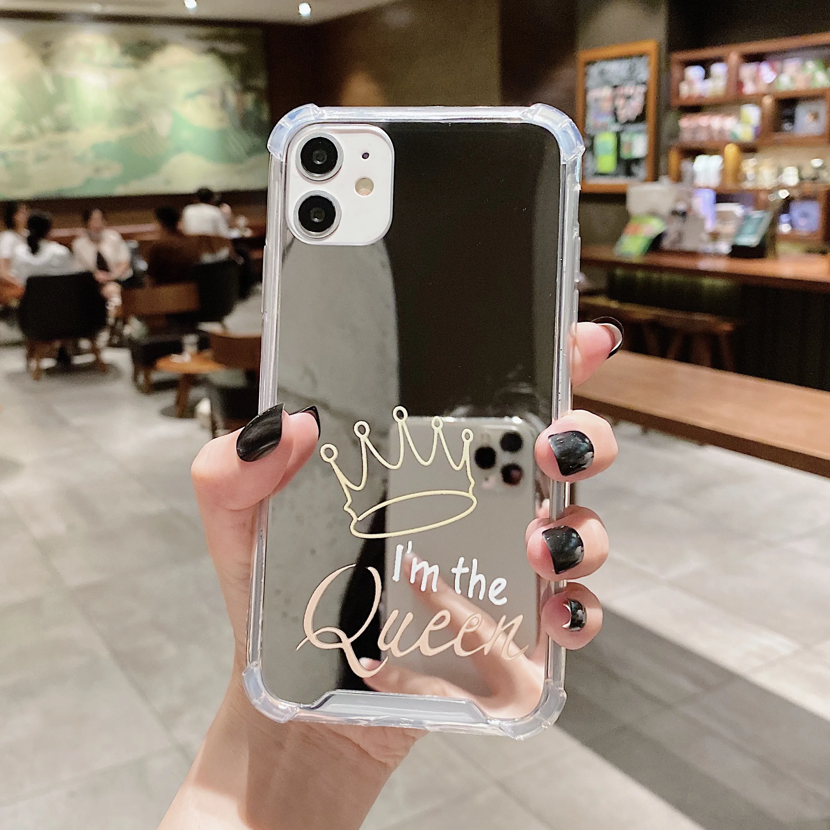 Queen Crown Pattern Phone Case For iPhone 14 13 12 11 Pro Max Mirror Phone Cases For iPhone 11 Xr 7 8 Plus