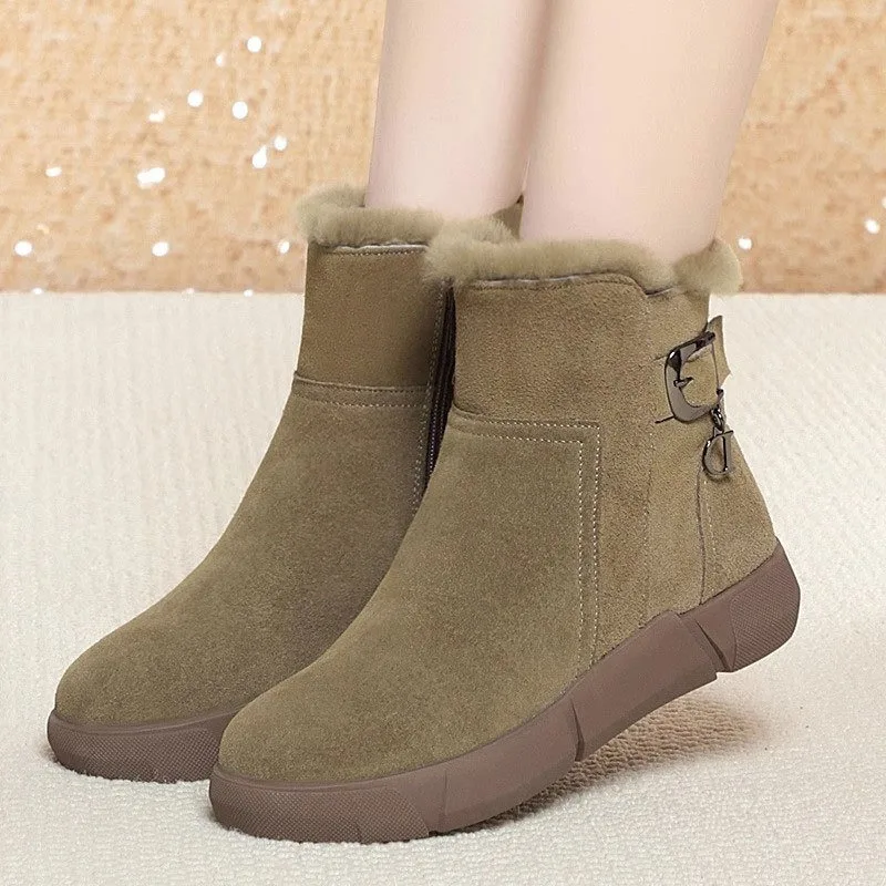 

Зимние ботинки для женщин, зима 2024, новые утолщенные теплые хлопковые ботинки, противоскользящие хлопковые ботинки, противоскользящие короткие ботинки с толстой подошвой 스노우 부츠