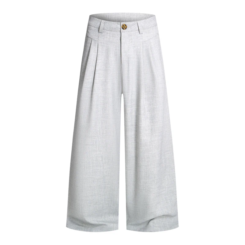 

Light Gray Men's Oversized Wide Leg Pants High Waist Pleated Design Streetwear Inspired Loose Fit 2026 New Trousers