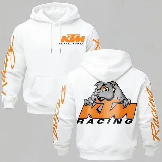 Men's Autumn/Winter Sports Hoodie KTM Racing Motorcycle Pattern Loose Fit Pullover Sweatshirt Streetwear